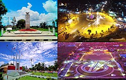 From top-left clockwise; Sabang-Merauke Monument, Brawijaya Circle Monument at Night, Indonesia Time Capsule Monument, Act of Free Choice Monument.