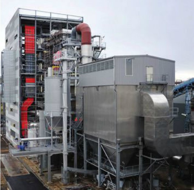 A cogeneration plant in Metz, France. The 45MW boiler uses waste wood biomass as an energy source, providing electricity and heat for 30,000 dwellings