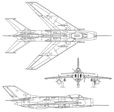 3-View drawing of MiG-19