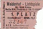 Weidenhof-Lichtspiele, Friedrichstraße 136 Admission ticket 1938