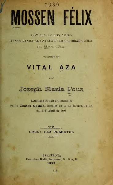 File:Mossén Félix - comèdia en dos actes trasportada al català de la celebrada obra El señor cura (IA mossenfelixcomed458azav).pdf