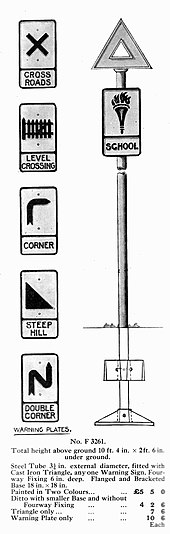 Advert for "Motor Sign Posts" in the Pryke & Palmer catalogue of 1930 Motor Sign Posts - Pryke & Palmer - 1930 (cropped).jpg