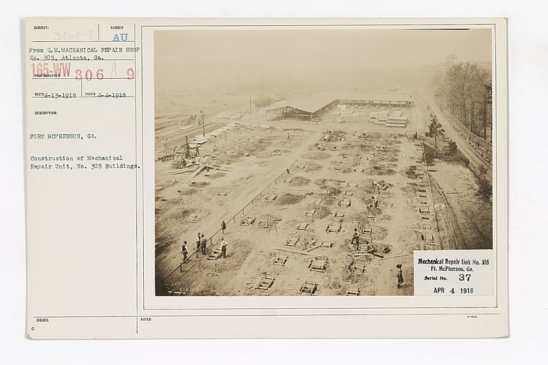 File:Motor Vehicles - Motor Trucks - Parts - Repair Shops (Inc. Repair Trucks) - Fort McPherson, GA. Construction of Mechanical Repair Unit, No. 305 Buildings - DPLA - 88a0a3469fa88ec3abc52a0b58d0933f.jpg