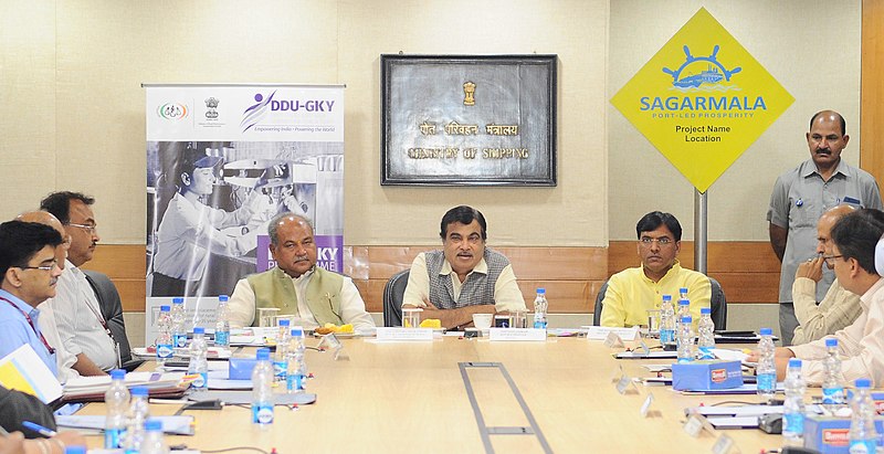 File:Nitin Gadkari addressing at the signing ceremony of an MoU between the Ministry of Shipping and the Ministry of Rural Development for Sagarmala - DDU GKY (Deen Dayal Upadhyaya Grameen Kaushalya Yojana) skill development.jpg