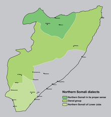 Northern Somali (Nsom) dialect subgroups Northern Somali Dialects.png