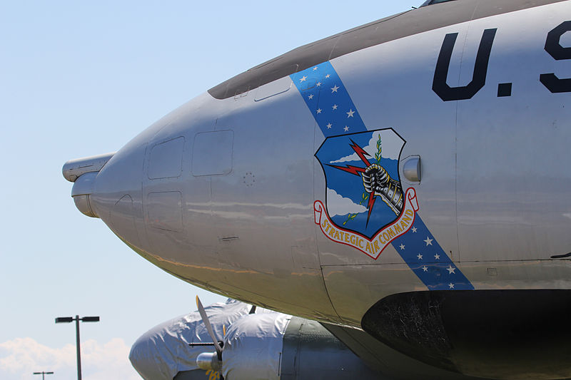 File:Nose of Boeing B-47 (WB-47E) with Boeing B-17 "Boeing Bee" in the background (7279847256) (2).jpg