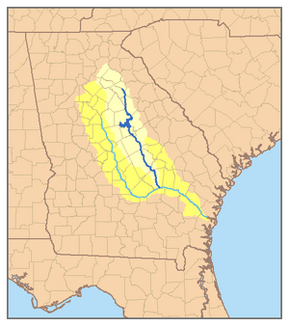 Altamaha River river system, Oconee River highlighted