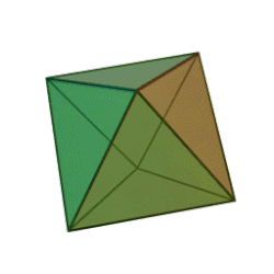 Oktaeder (6 hörn, 12 kanter)