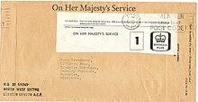 "On Her Majesty's Service" envelope with OHMS economy "Official Paid" label from 1978 Official Paid Scan.jpg