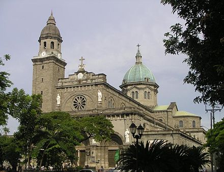 Manila Cathedral, facing the main square of Intramuros
