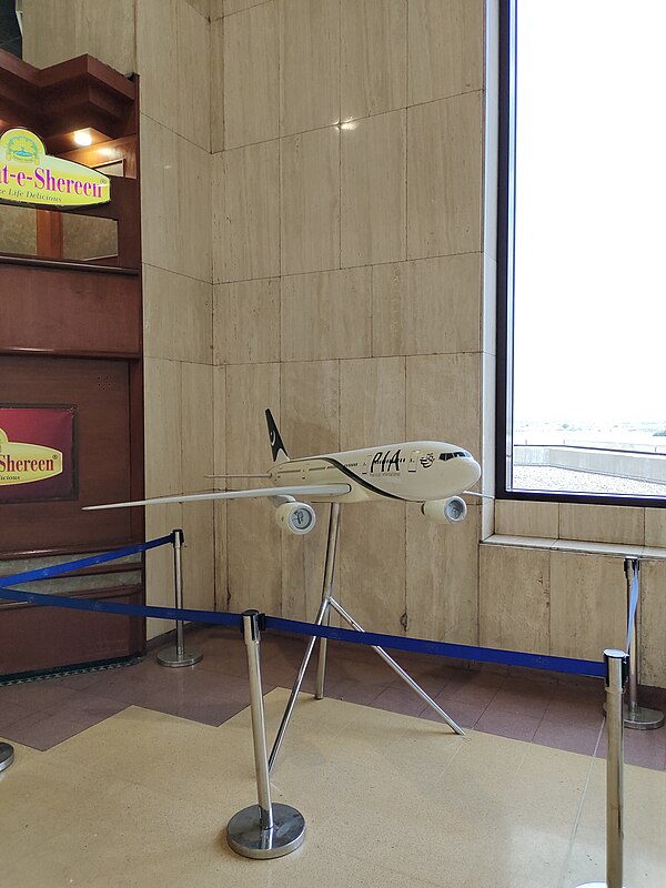 A PIA plane scale model on display at Karachi Airport