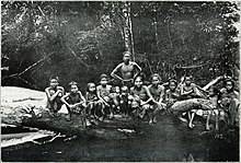 A group of Jakun people in Ulu Batu Pahat, Johor, 1906. Pagan races of the Malay Peninsula (1906) (14779272764).jpg