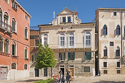 Palazzo Soderini, hjemsted for Attilio og Emilio Bandiera.  Facade på Campo Bandiera e Moro i Venedig