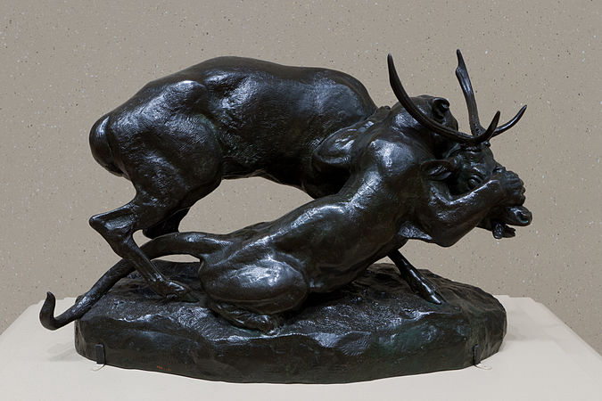 Panther seizing a Stag, Antoine-Louis Barye, before 1875