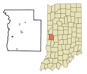 Parke County Indiana Incorporated and Unincorporated areas Mecca Highlighted.svg
