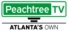 This is the 2023 modification of the Peachtree TV logo, but with a different signpost, and the slogan "Atlanta's Own".