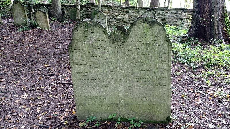 File:Podbřezí, Jewish cemetery, gravestones 13.jpg