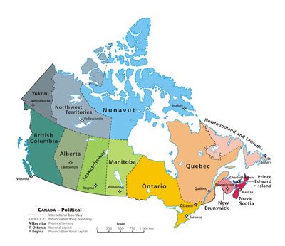 Politisk kart over Canada
