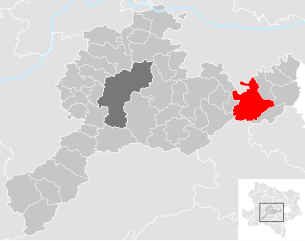 Location of the municipality of Pressbaum in the Sankt Pölten district (clickable map)