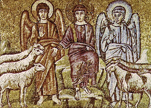 Ravenna, sant'apollinare nuovo cristo divide le pecore dai capretti (inizio del VI secolo)