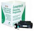 A Lasertech recycling box and a coupel the ink jet printer cartridges it is ment to take of to be recycled.