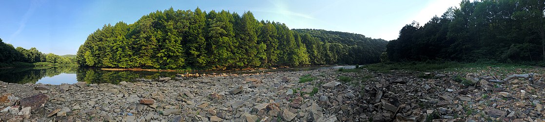 A panoramic view of the Redbank Creek from the mouth of Long Run, Clarion County. Redbank Creek Panaramic .jpg