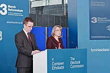 Results of the Welsh Devolution referendum announced Referendum result announced at the Senedd.jpg