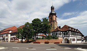 Historic village centre with parish church of St. Michael