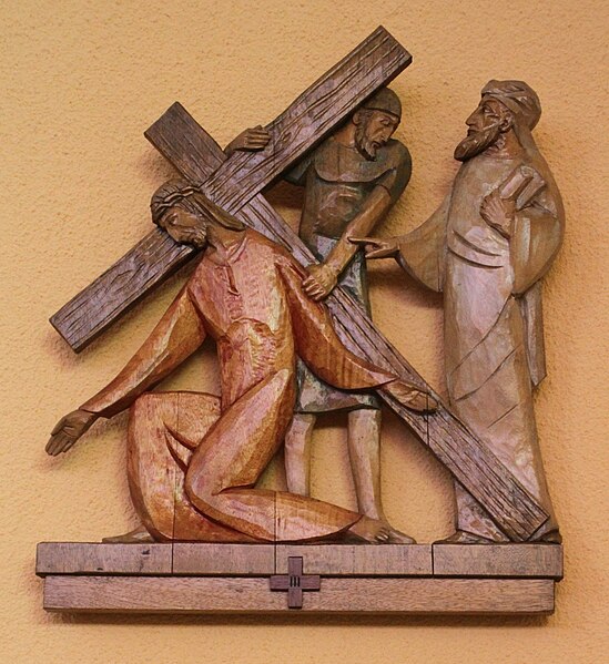 File:Rittershoffen-St Gallus-Kreuzweg-03-Jesus faellt zum ersten Mal unter dem Kreuz-gje.jpg