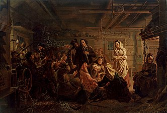 Kohtaus Hirvenhiihtäjistä, Ekmanin maalaus vuodelta 1856