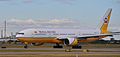 Pesawat Syarikat Penerbanga DiRaja Brunei siri Boeing 777-200ER berjalan untuk berlepas di Lapangan Terbang Brisbane