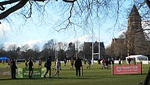 Game of Rugby being played on 'The Close' at Rugby School, where the game was invented. Rugby School, Rugby match (1) 3.23.jpg