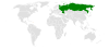 Location map for Russia and Saint Kitts and Nevis.