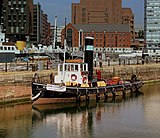 STEAM TUG KERNE AT THE MERSEYSIDE MARITIME MUSEUM CANNING DOCK LIVERPOOL JULY 2013 (9432742219).jpg