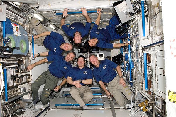 STS-123 crew on board the ISS