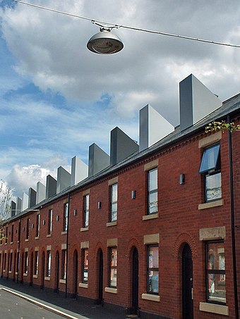 Much of Greater Manchester's housing stock consists of terraced houses constructed as low-cost dwellings for the populations of local factory towns.