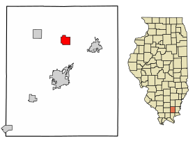 Saline County Illinois Incorporated and Unincorporated areas Raleigh Highlighted.svg
