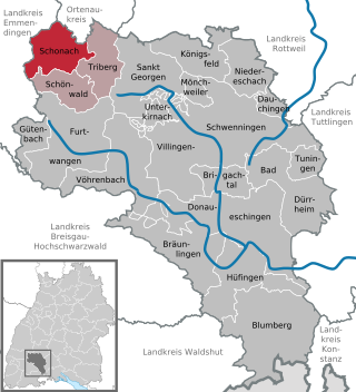 Poziția  Schonach im Schwarzwald pe harta districtului Schwarzwald-Baar-Kreis