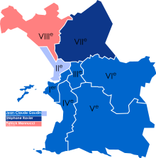 Political majority in each sector since 2014 Secteurs de Marseille 2014.svg