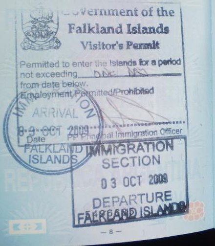 Visitors permit, and entry and exit stamps