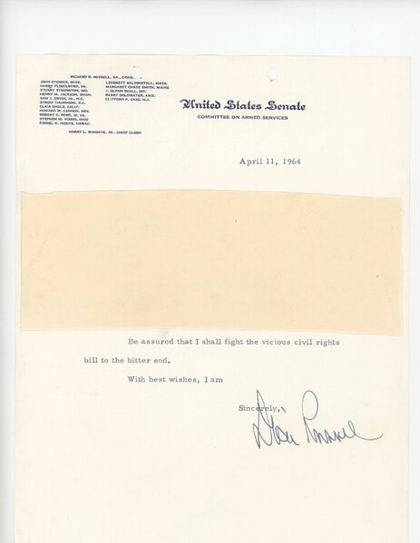 File:Sen. Russell letter opposing civil rights act.pdf