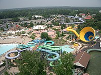 Six Flags Hurricane Harbor located within Six Flags New England. Six Flags Hurricane Harbor New England.jpg