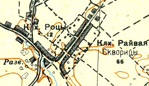 Plattegrond van het dorp Skvoritsy.  1931