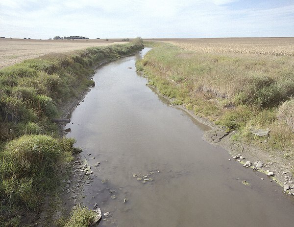 channelized section of the South Fork of the Crow River near Cosmos in Meeker County