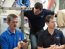 Soyuz TMA-07M crew training in the Space Vehicle Mock-up Facility at JSC.jpg