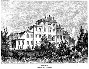 Stävlö slott, gravyr i Svenska Familj-Journalen 1879 efter teckning av Carl Svante Hallbeck.