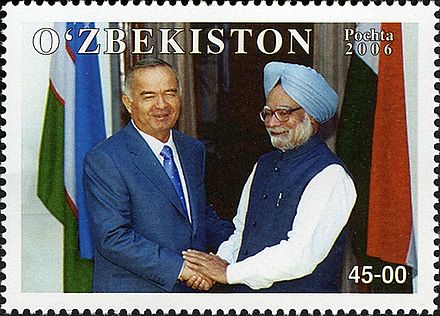 Stamp launched in Uzbekistan in honor of Manmohan Singh in 2006