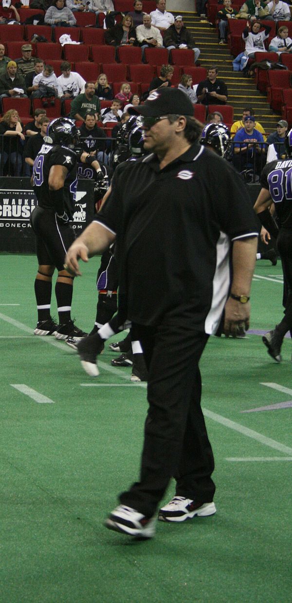 McMichael at a Chicago Slaughter football game in 2008.