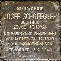 Stolperstein Salzburg, Josef Schöfegger (Nonntaler Hauptstraße 120).jpg