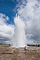 Strokkur geyser (about 50 metres from the now dormant Great Geysir) erupting.